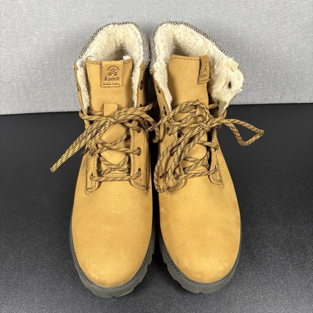 Kamik Women's Tan Waterproof Boots Tan Size 10 Faux Fur Lined Lace Up Shoes - Picture 5 of 11